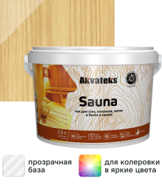 Лак для стен и потолков, полов в банях акрилатный Akvateks Sauna цвет прозрачный полуматовый 2.5 л