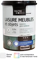 Краска для мебели Maitre Deco Lasure полуглянцевая цвет белый 0.9 л