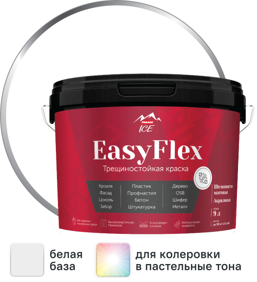 Краска резиновая трещиностойкая Parade EasyFlex матовая база А цвет белый 9 л