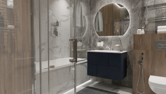 Зеркало для ванной Omega Glass Эклипс SD45 с подсветкой 78x90 см 1/2 круга