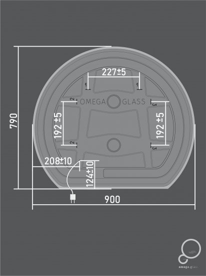 Зеркало для ванной Omega Glass Эклипс SD45 с подсветкой 78x90 см 1/2 круга