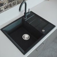 Мойка для кухни врезная Delinia LM4 65x51 см глубина чаши 20 см кварц цвет черный