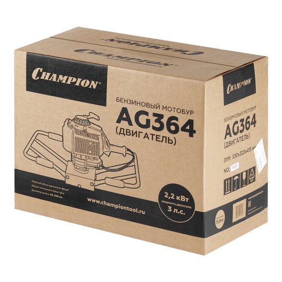 Мотобур без шнека Champion AG364 d300 мм 2200 Вт (AG364)