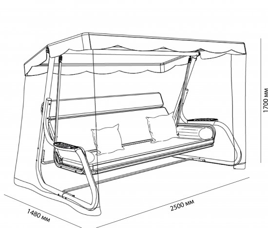 Качели садовые Greengard Сиена 3-х местные до 400 кг бежевый