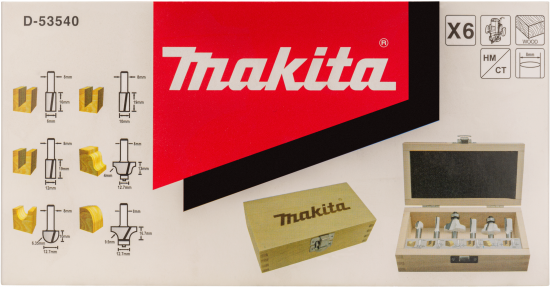 Набор фрез по дереву Makita D-53540 хвостовик 8 мм, 6 шт.
