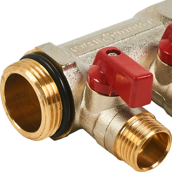 Коллектор с шаровыми кранами Stout на 2 отвода 1x1/2