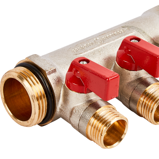 Коллектор с шаровыми кранами Stout на 3 отвода 1x1/2