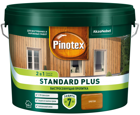 Антисептик Pinotex Standard Plus полуматовый орегон 9 л