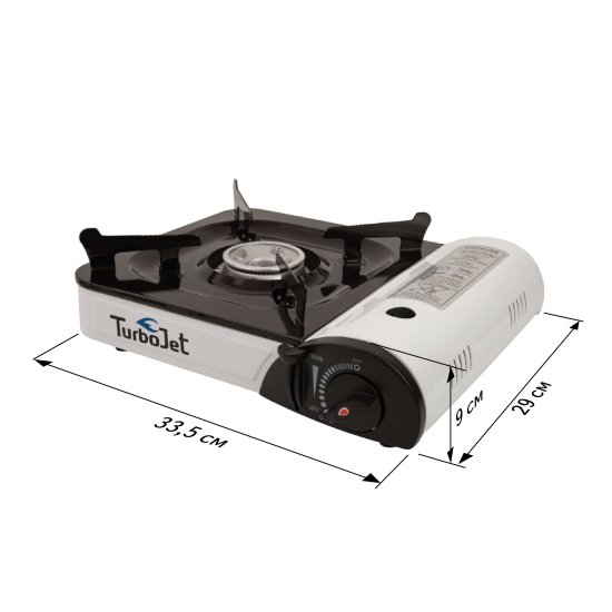 Плита газовая портативная TurboJet TJ300G-B, 1 конфорка, 34x28 см, цвет белый