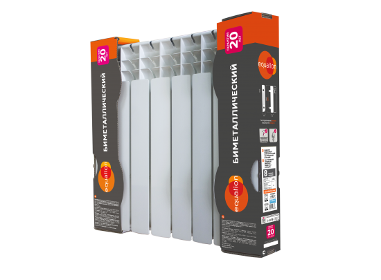 Радиатор секционный Equation Bimetal 500/80 8 секций боковое подключение биметалл белый