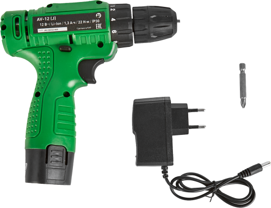 Дрель-шуруповерт аккумуляторная Oasis Eco AV-12, 12 В Li-ion 1.3 Ач