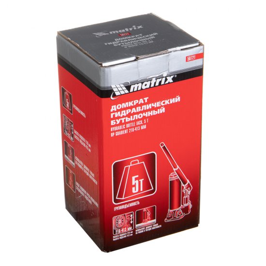 Домкрат гидравлический бутылочный Matrix 5 т (50721)