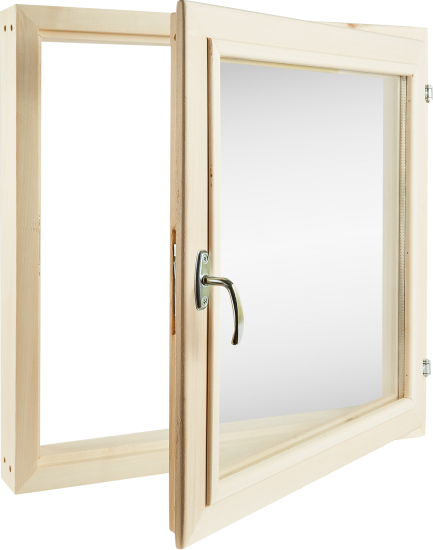 Окно для бани деревянное липа одностворчатое 600x600 мм (ВхШ) однокамерный стеклопакет