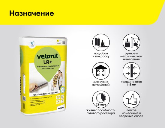 Шпаклёвка полимерная финишная Vetonit LR+ 20 кг