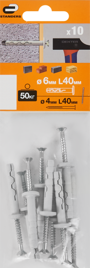 Дюбель-гвоздь грибовидный Standers нейлон 6x40 мм 10 шт.