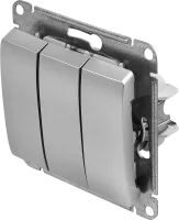 Выключатель встраиваемый Systeme Electric Glossa 3 клавиши цвет алюминий