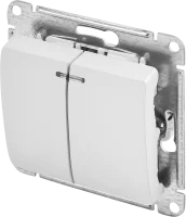 Выключатель встраиваемый Systeme Electric Glossa 2 клавиши цвет белый