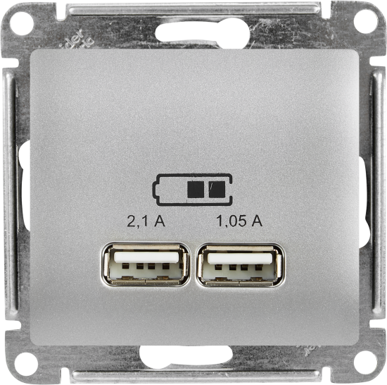 Розетка USB встраиваемый Systeme Electric Glossa цвет алюминий