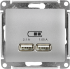 Розетка USB встраиваемый Systeme Electric Glossa цвет алюминий