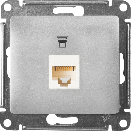 Розетка компьютерная встраиваемая Systeme Electric Glossa RJ45 UTP cat 5e цвет алюминий