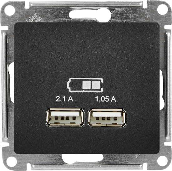 Розетка USB встраиваемая Systeme Electric Glossa цвет антрацит