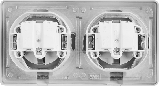 Розетка двойная встраиваемая влагозащищенная Systeme Electric Glossa с заземлением со шторками IP44 в сборе цвет белый