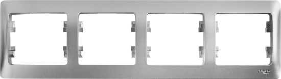 Рамка для розеток и выключателей Systeme Electric Glossa 4 поста цвет алюминий