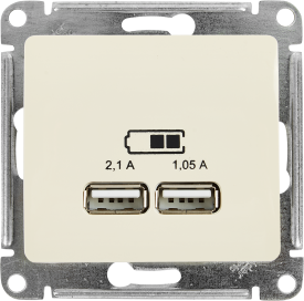 Розетка USB встраиваемая Systeme Electric Glossa цвет бежевый
