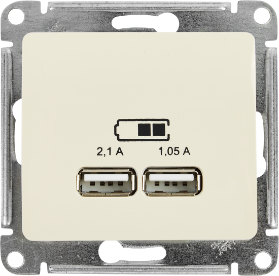 Розетка USB встраиваемая Systeme Electric Glossa цвет бежевый