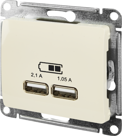Розетка USB встраиваемая Systeme Electric Glossa цвет бежевый