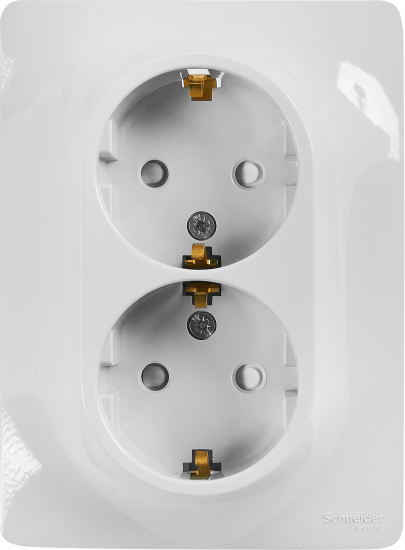 Розетка двойная встраиваемая Systeme Electric Glossa с заземлением со шторками в сборе цвет белый