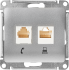 Розетка двойная встраиваемая Systeme Electric Glossa RJ11/RJ45 UTP cat 5e цвет алюминий