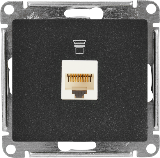 Розетка компьютерная встраиваемая Systeme Electric Glossa RJ45 UTP cat 5e цвет антрацит