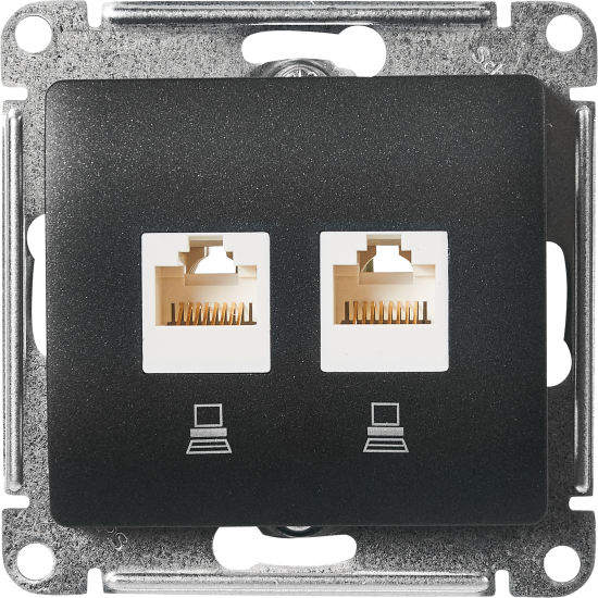 Розетка двойная встраиваемая Systeme Electric Glossa RJ45 UTP cat 5e цвет антрацит