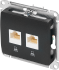 Розетка двойная встраиваемая Systeme Electric Glossa RJ45 UTP cat 5e цвет антрацит