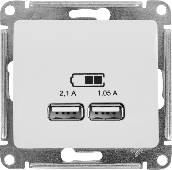 Розетка USB встраиваемая Systeme Electric Glossa цвет белый