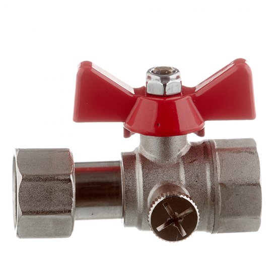 Кран шаровой латунный Valtec 1/2 ВР(г) х 1/2 ВР(г) для подключения манометра проходной бабочка прямой (VT.807.N.0404)