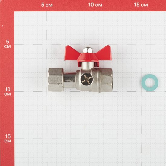 Кран шаровой латунный Valtec 1/2 ВР(г) х 1/2 ВР(г) для подключения манометра проходной бабочка прямой (VT.807.N.0404)
