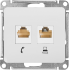 Розетка двойная встраиваемая Systeme Electric Glossa RJ11/RJ45 UTP cat 5e цвет белый