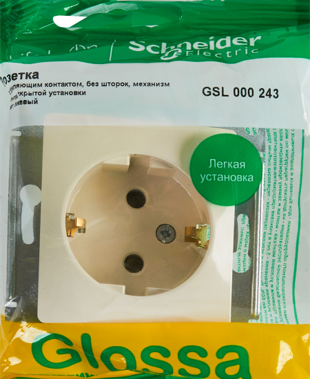 Розетка встраиваемая Systeme Electric Glossa с заземлением цвет бежевый