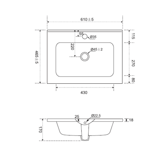 Раковина AM.PM для тумбы Struktura 60 см