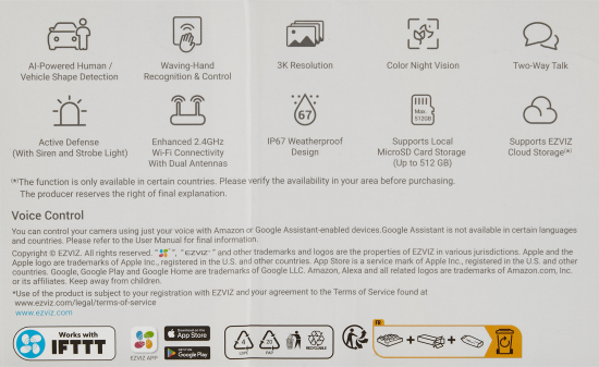 Камера видеонаблюдения уличная Ezviz CS-H3 5 Мп 1080P WI-FI цвет белый