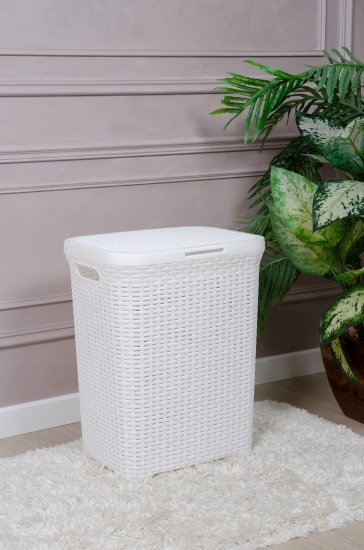 Корзина для белья Виолет 60 л ротанг цвет белый