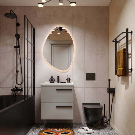 Шторка на ванну Screen 67.7x140 см шелкография профиль черный