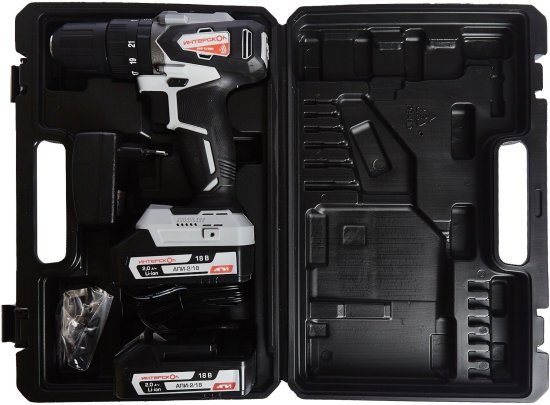 Дрель-шуруповерт аккумуляторная ударная бесщеточная Интерскол ДАУ-13/18ВК, 18 В Li-ion 2x2 Ач