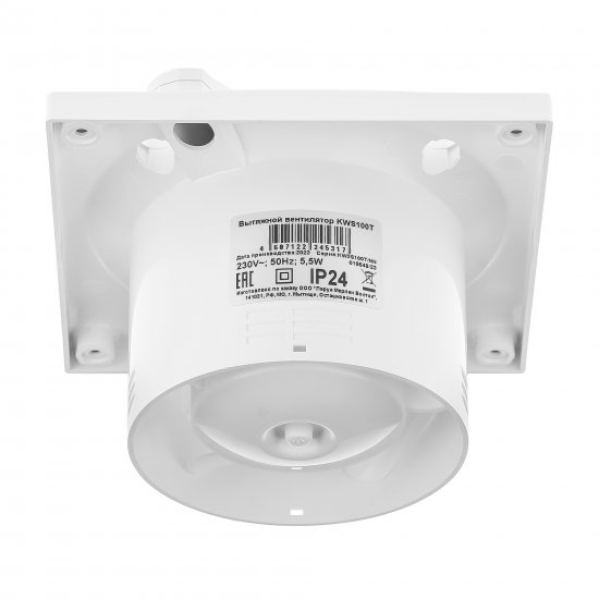 Вентилятор осевой вытяжной Equation KWS100T D100 мм 28 дБ 95 м3/ч цвет белый