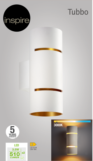 Настенный светильник светодиодный Inspire Tubbo желтый свет цвет белый