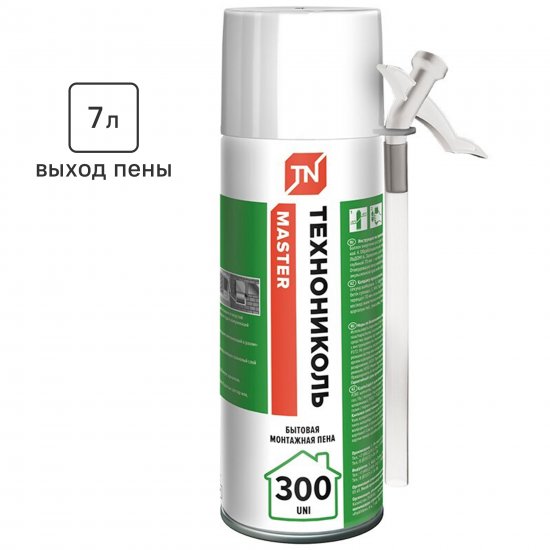 Пена монтажная бытовая Технониколь Master UNI 300 выход 7 л летняя 300 мл