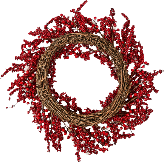 Декоративное украшение Венок рождественский 60 см цвет красный