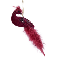 Елочная игрушка Птица 22x4.5 цвет розовый